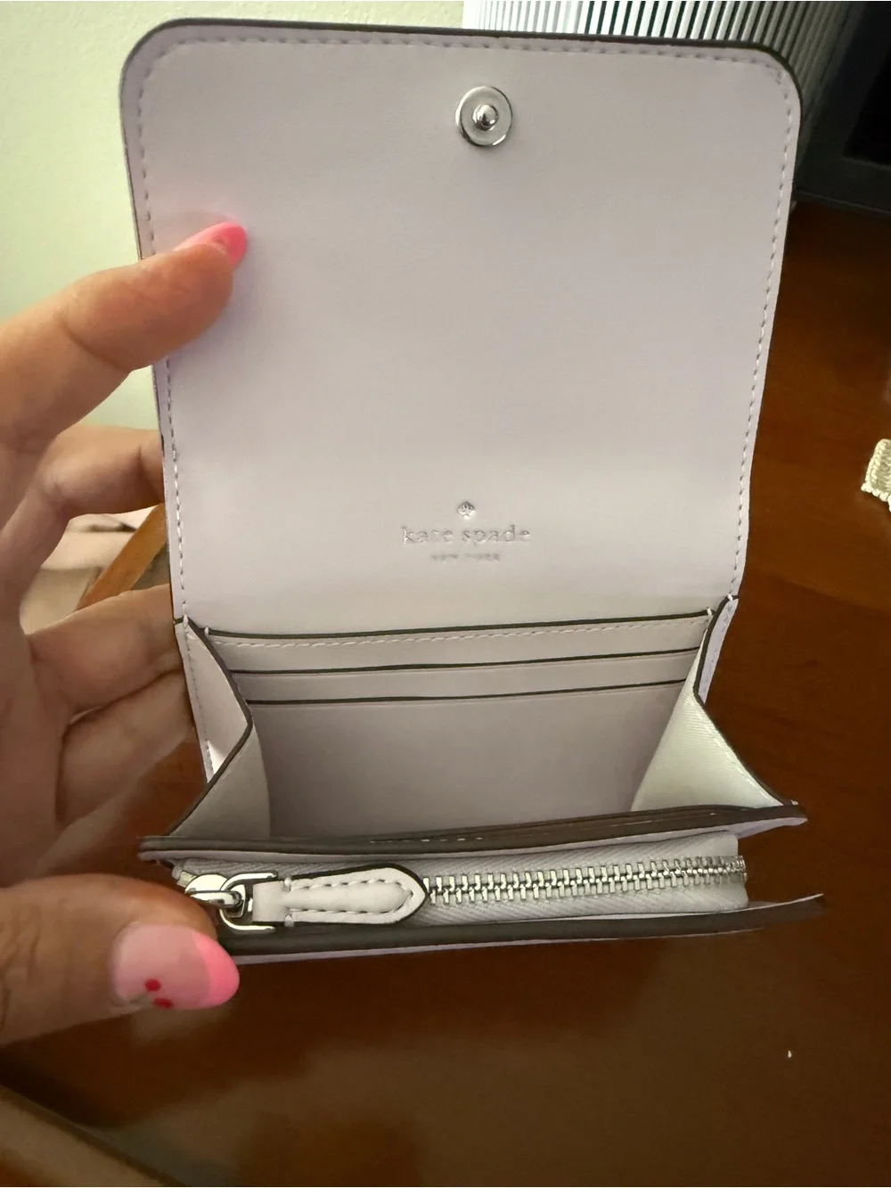 Kate Spade Bridget Crinkled Patent Leather Wallet In Lilac Moonlight